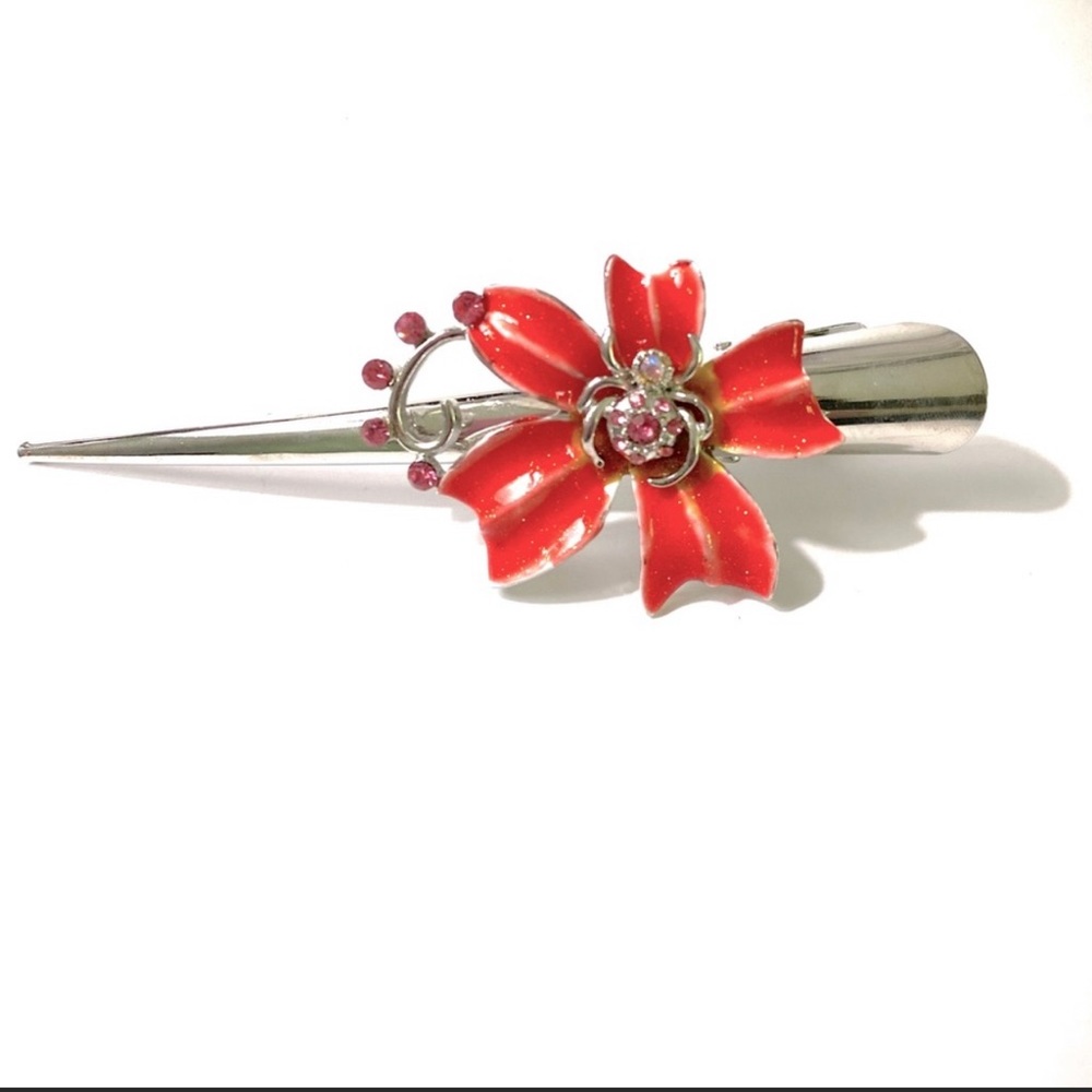 Updo Alligator Hair Clip Spider On Flower 5”